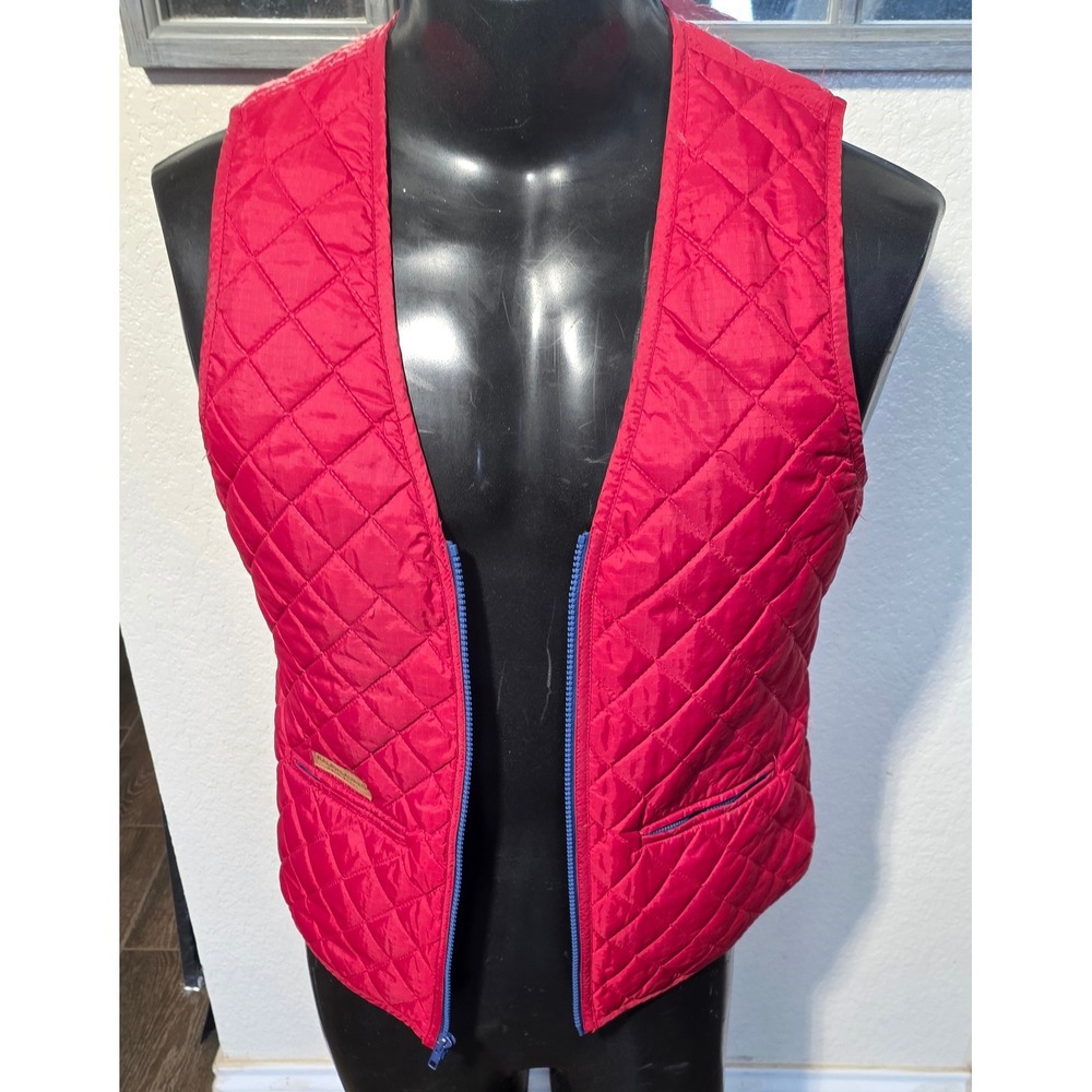 Ralph Lauren Polo Sport Red Quilted Vest Mens Large Ripstop Nylon V-Neck Vintage